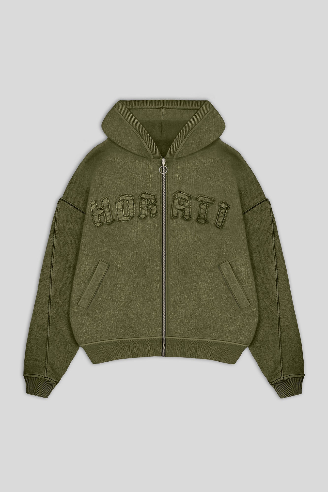 Cropped Zip Hoodie — Army - HORATI