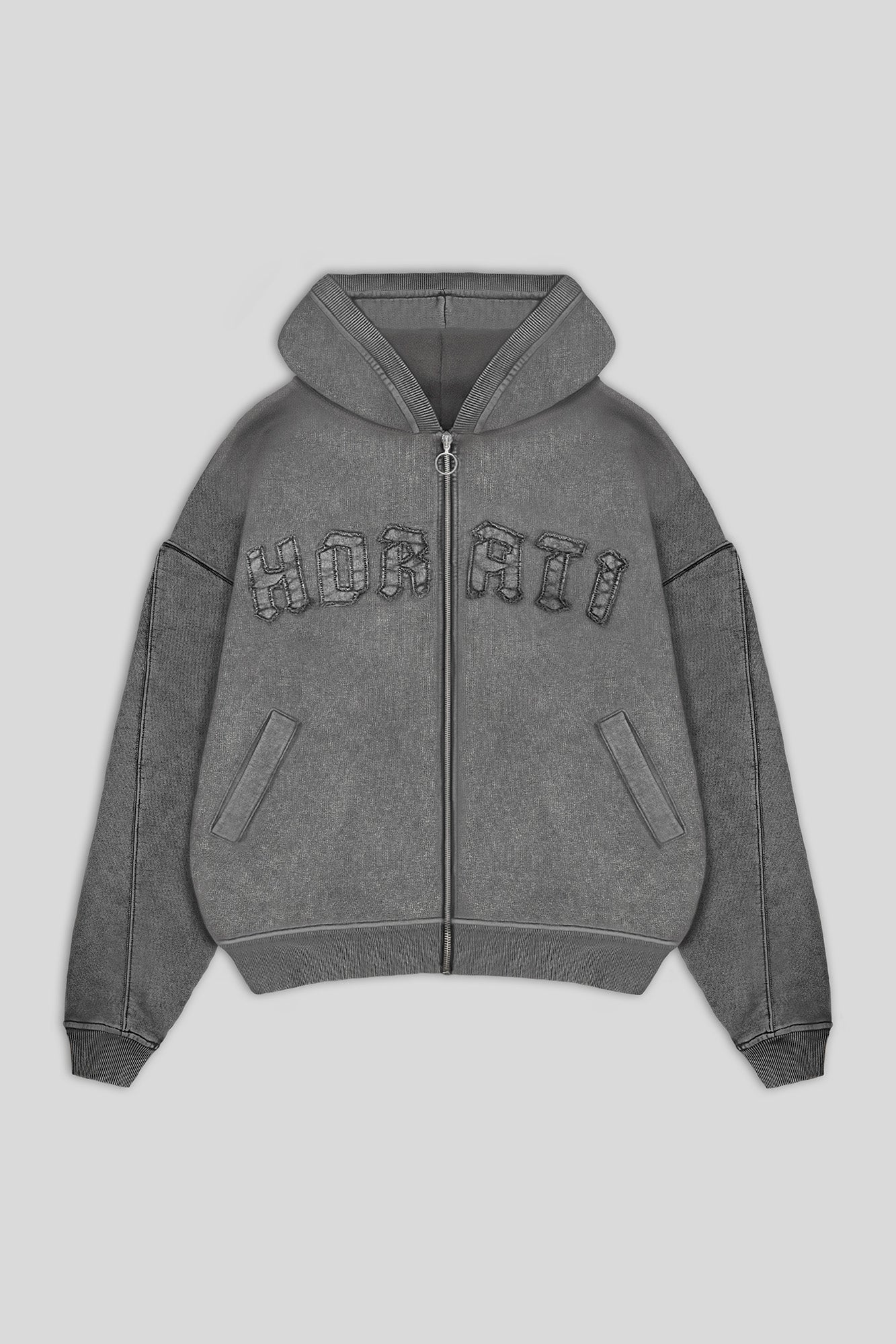 Cropped Zip Hoodie — Grey - HORATI
