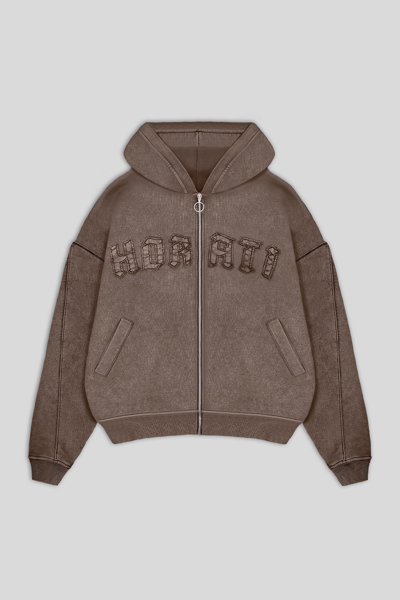 HORATI Streetwear Cropped Zip Hoodie Rust 100