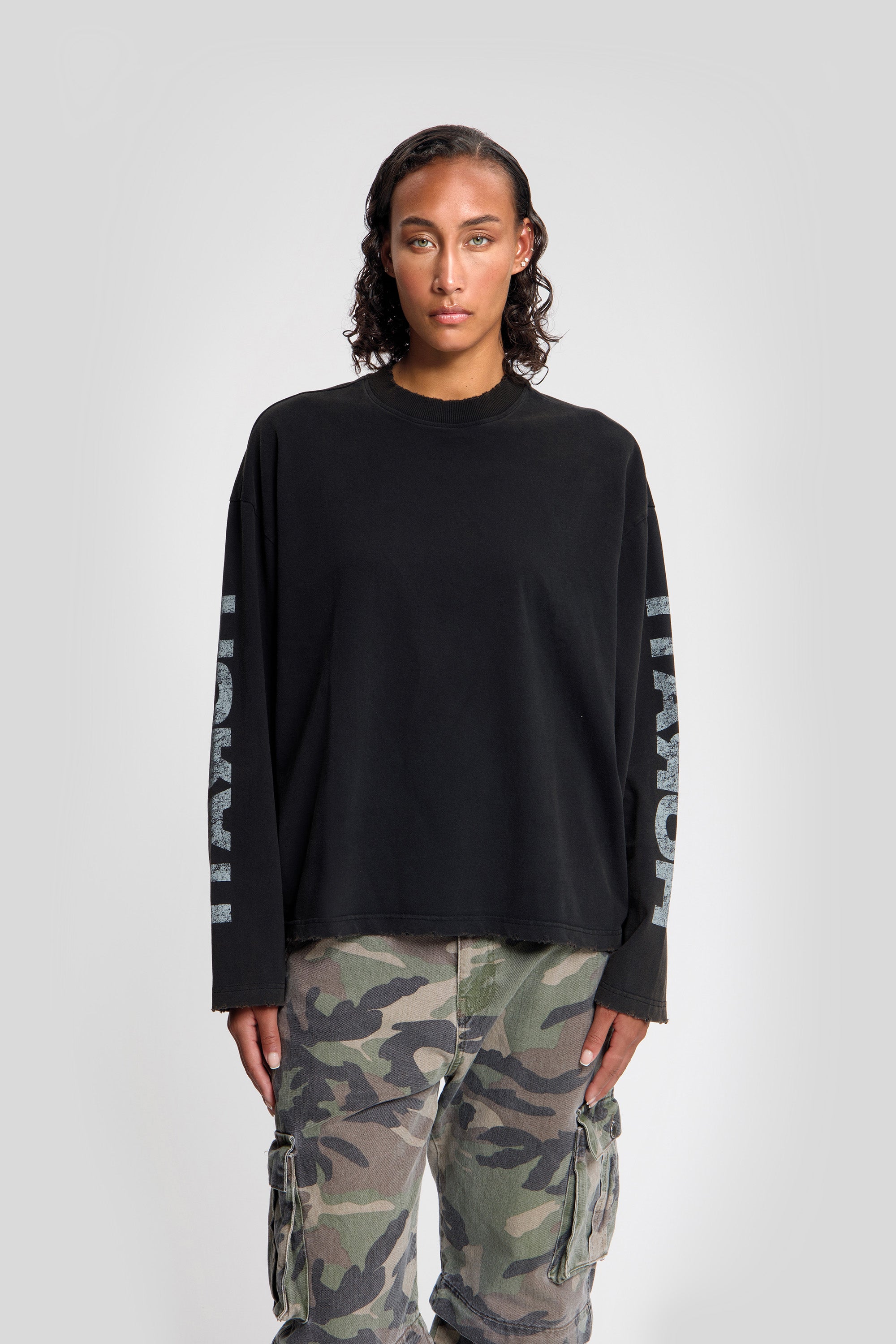 Zwarte Distressed Longsleeve Boxy Fit Horati – HORATI