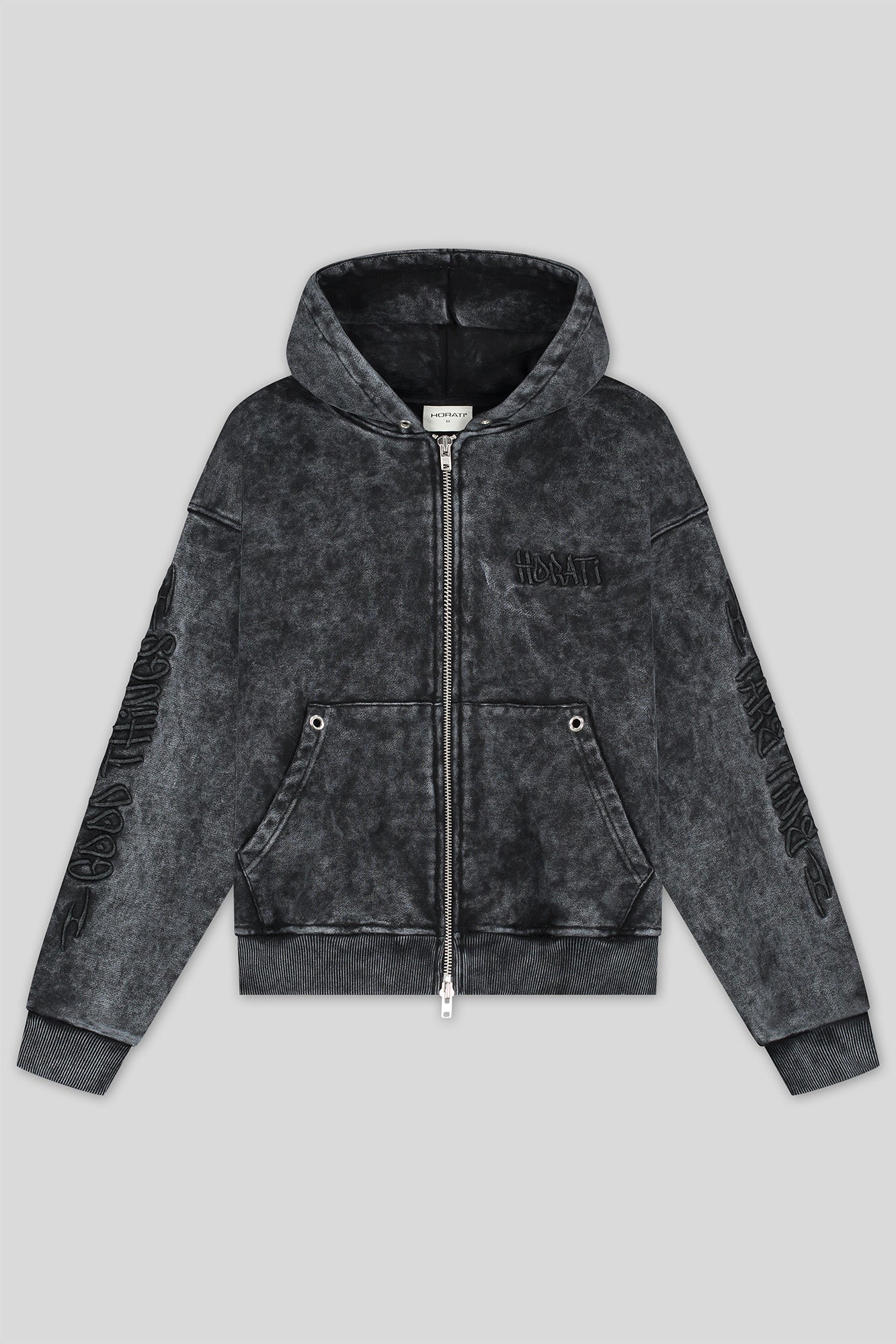 HORATI Streetwear | Good Things Zip Hoodie — Black | €120