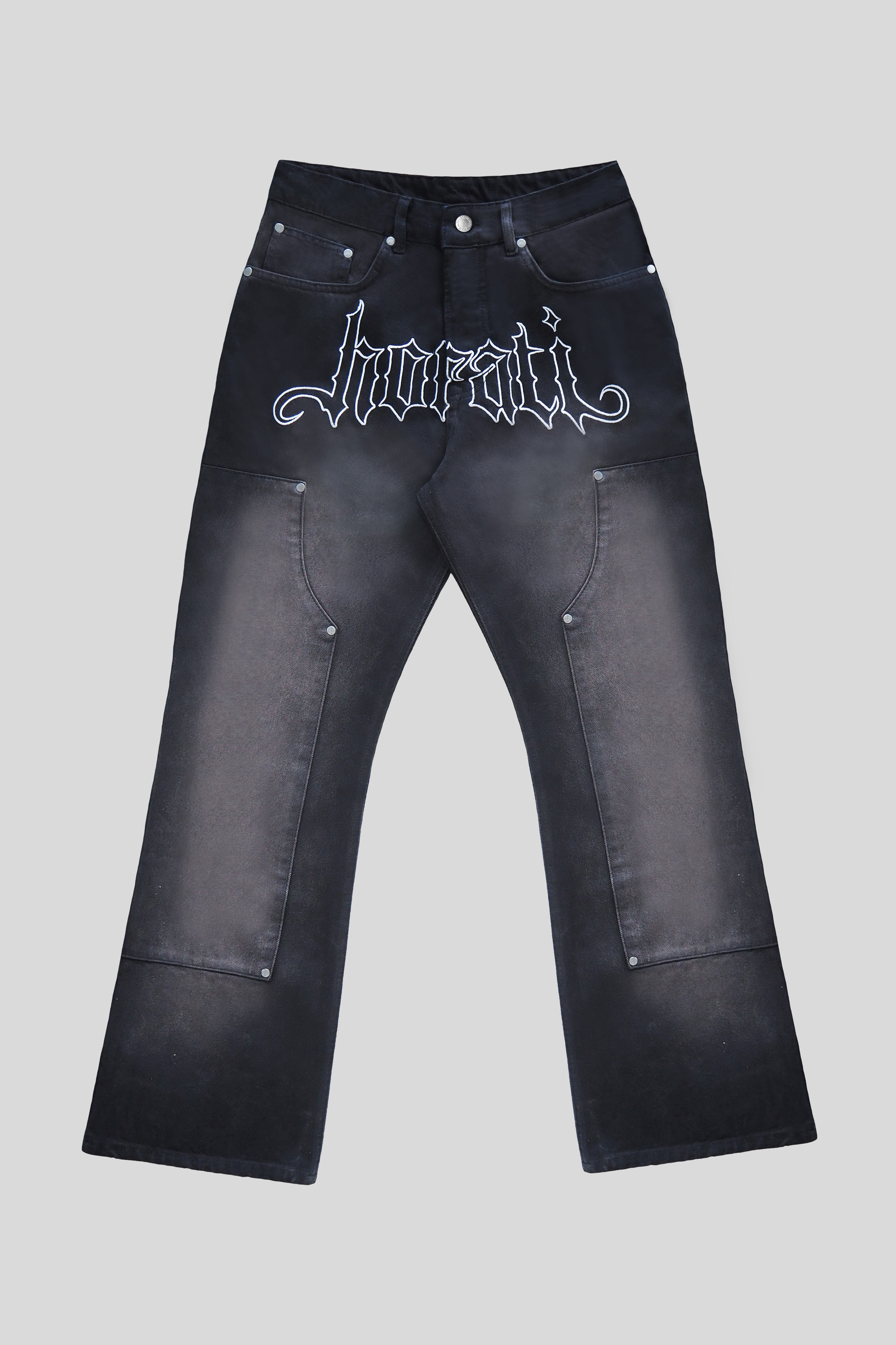 HORATI Streetwear | RED Flared Jeans — Black/White | €180