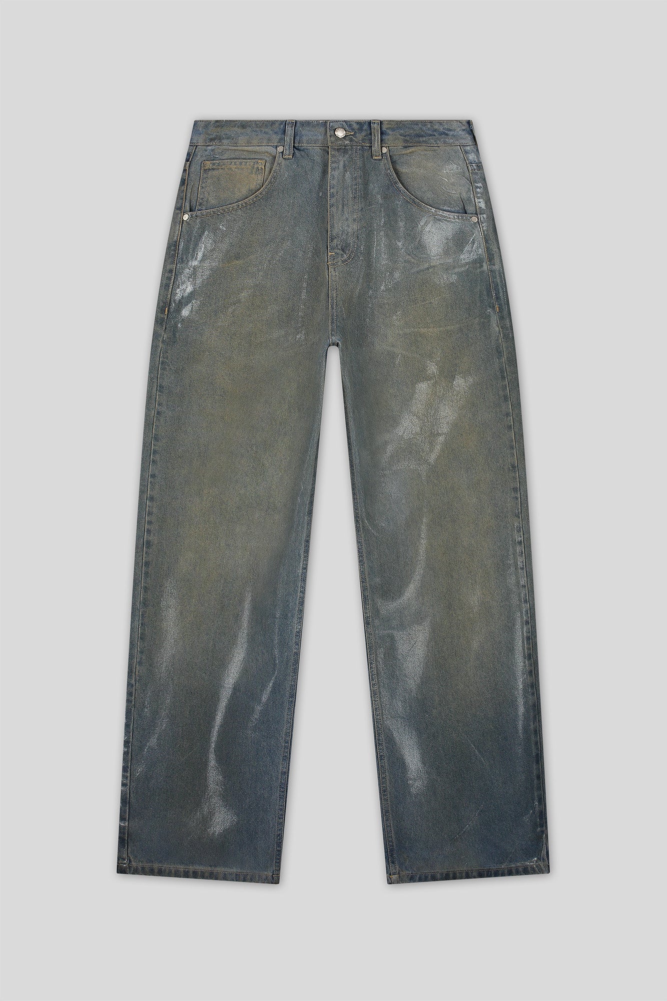 HORATI Streetwear | Wax Coated Jeans — Stained Blue | €160