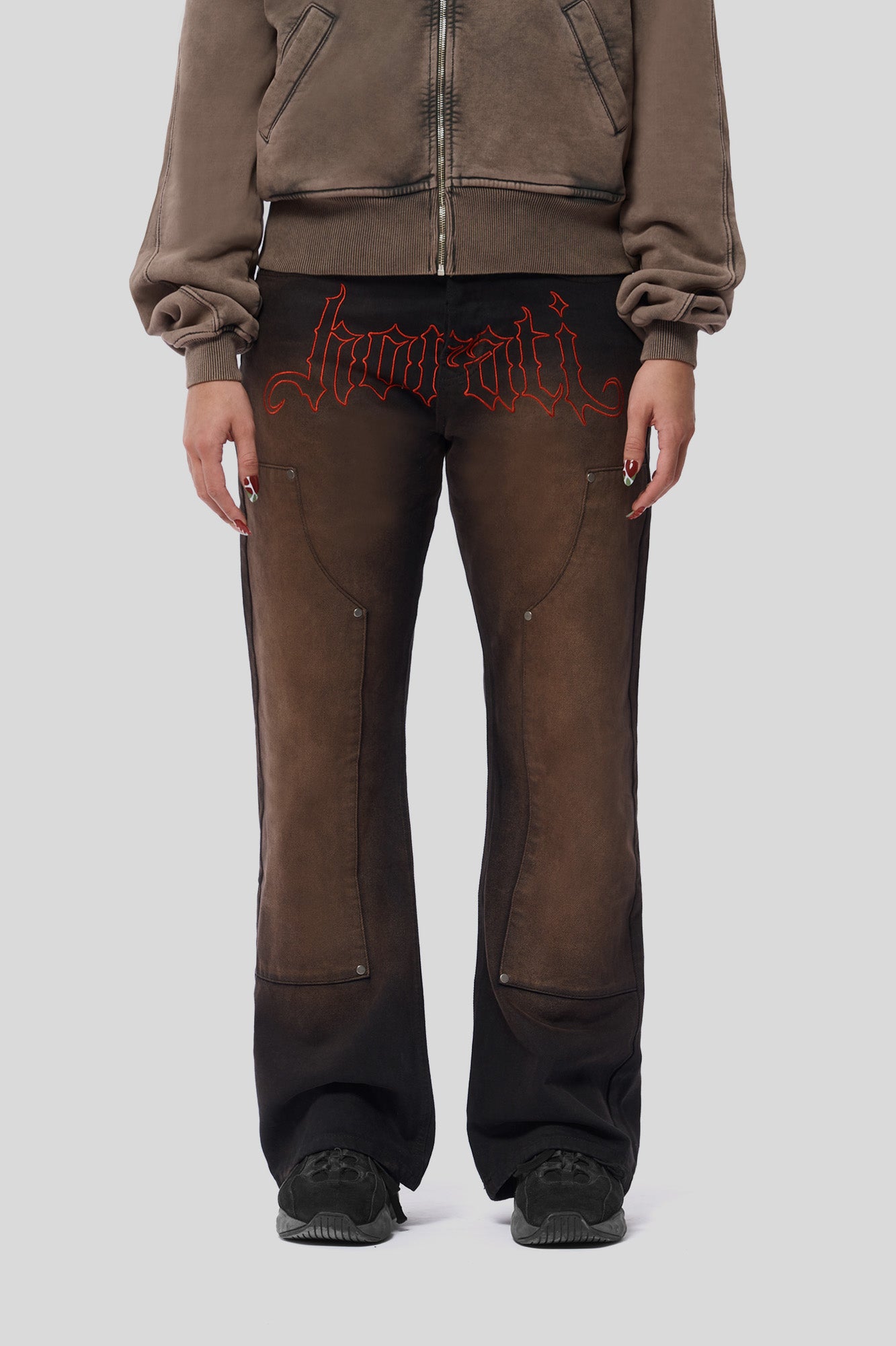 RED Flared Jeans — Black/Red - HORATI