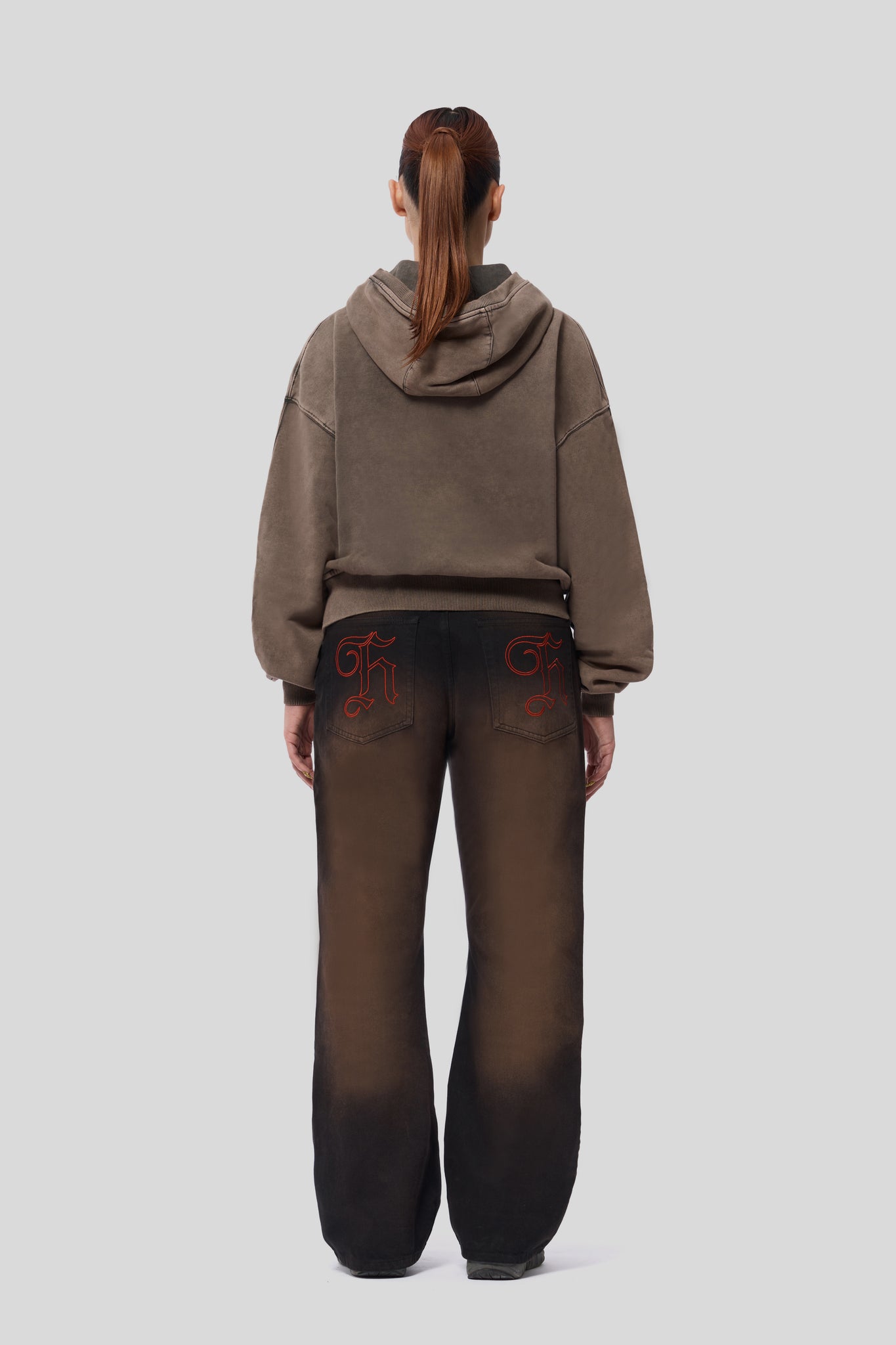 Cropped Zip Hoodie — Rust - HORATI