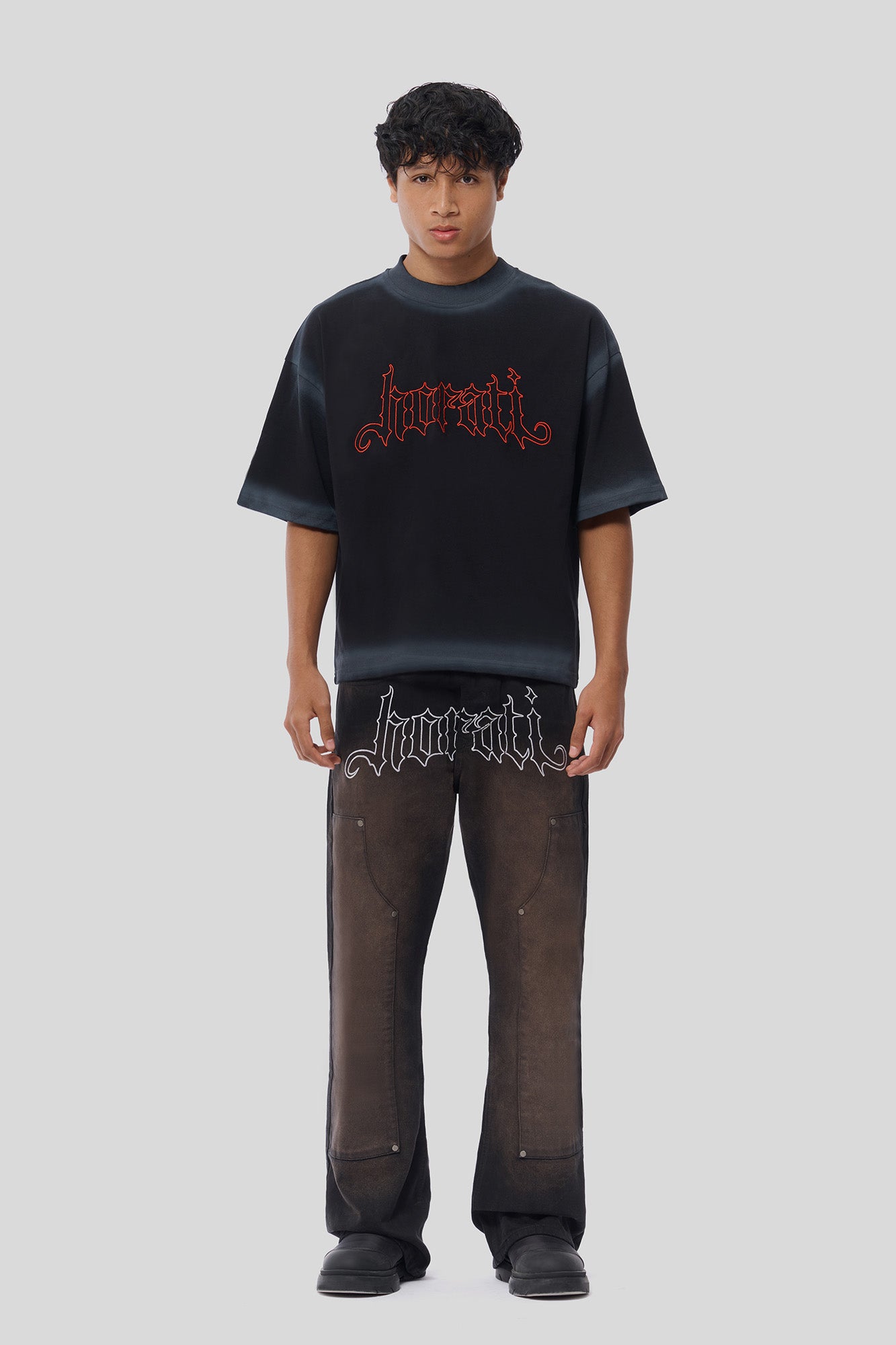 RED Flared Jeans — Black/White - HORATI