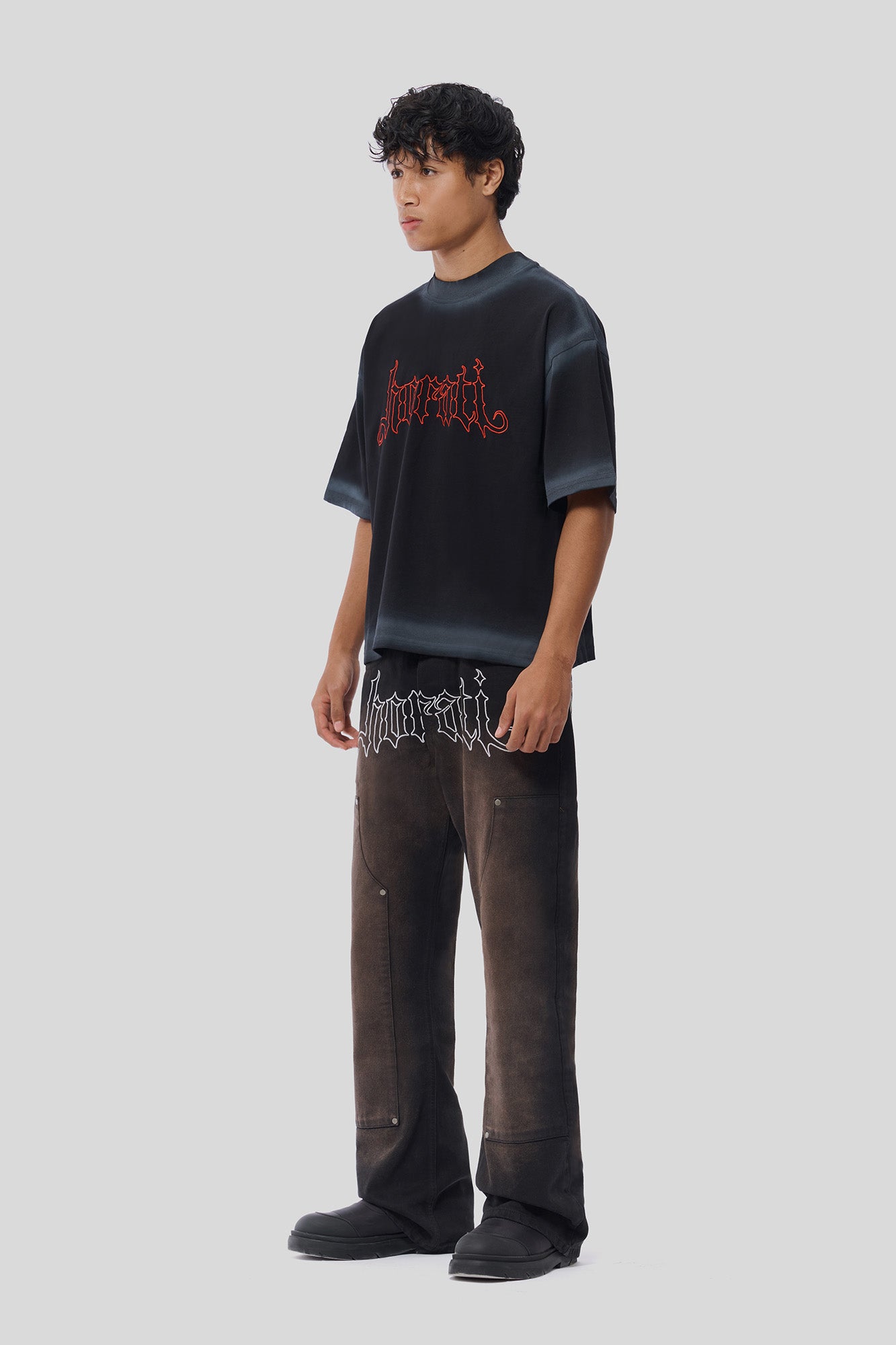RED Flared Jeans — Black/White - HORATI