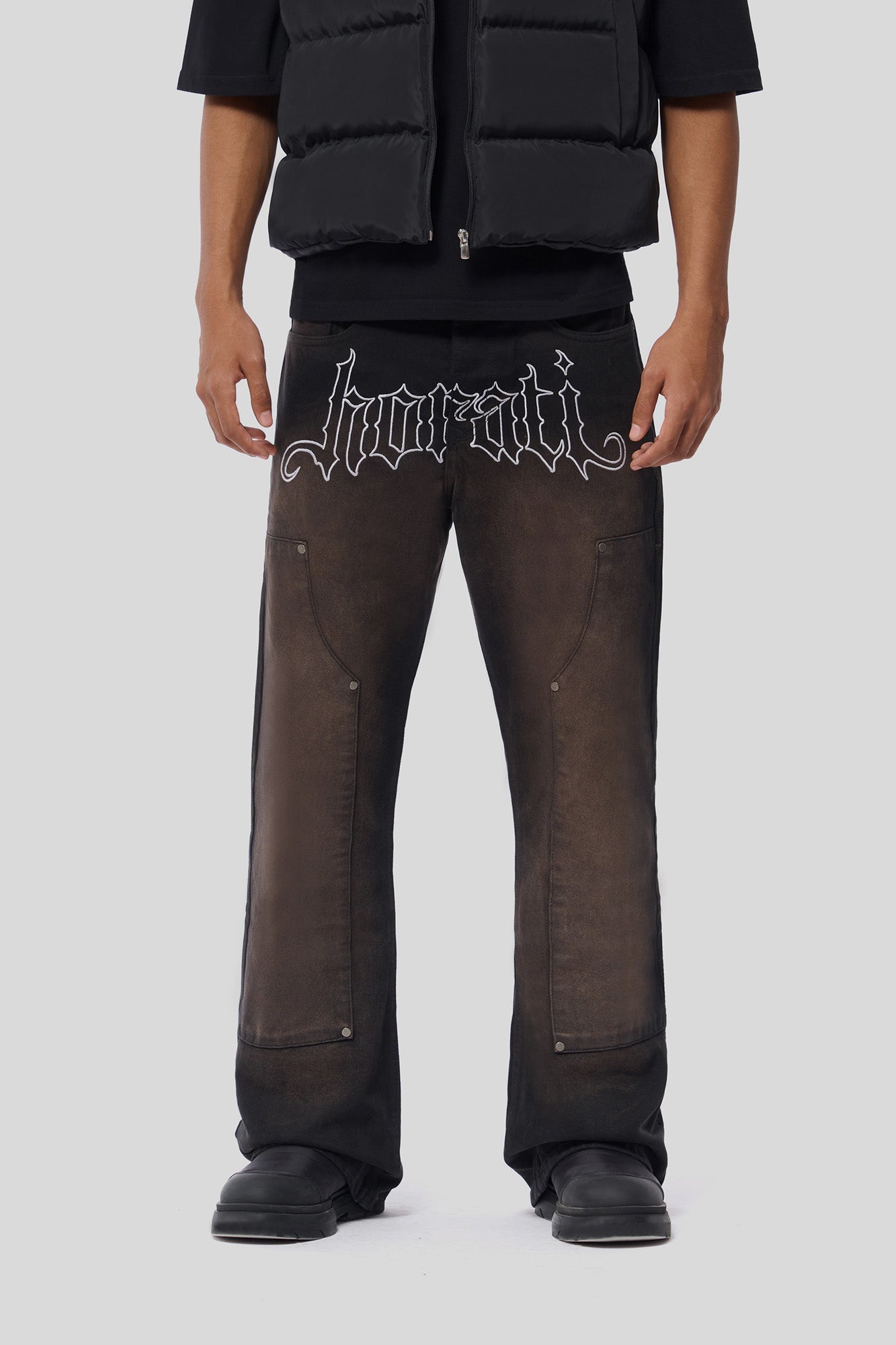 RED Flared Jeans — Black/White - HORATI