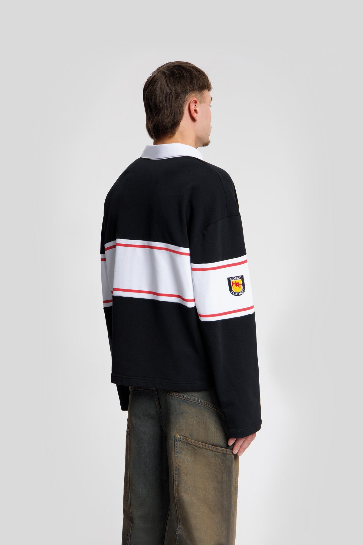 College Longsleeve Polo — Black - HORATI