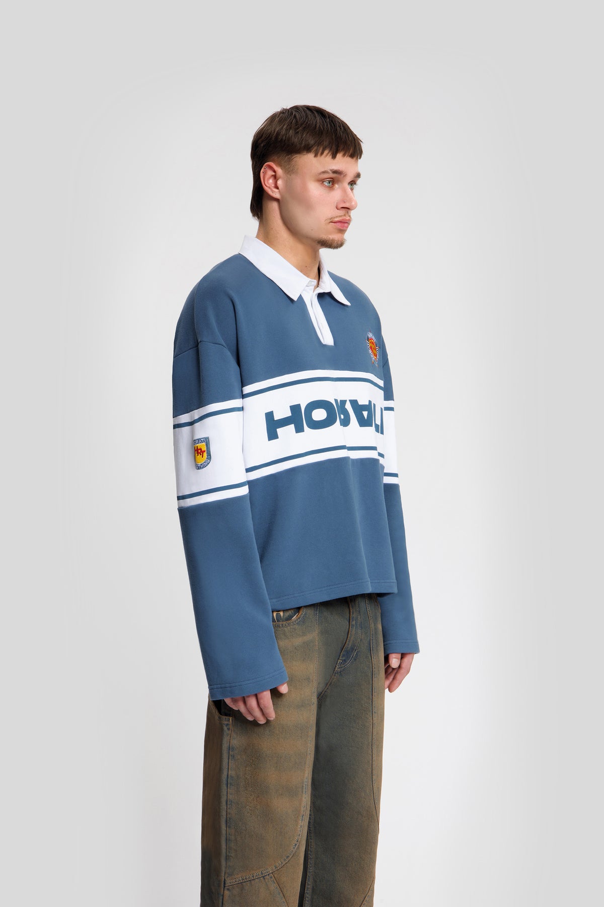 College Longsleeve Polo — Blue - HORATI