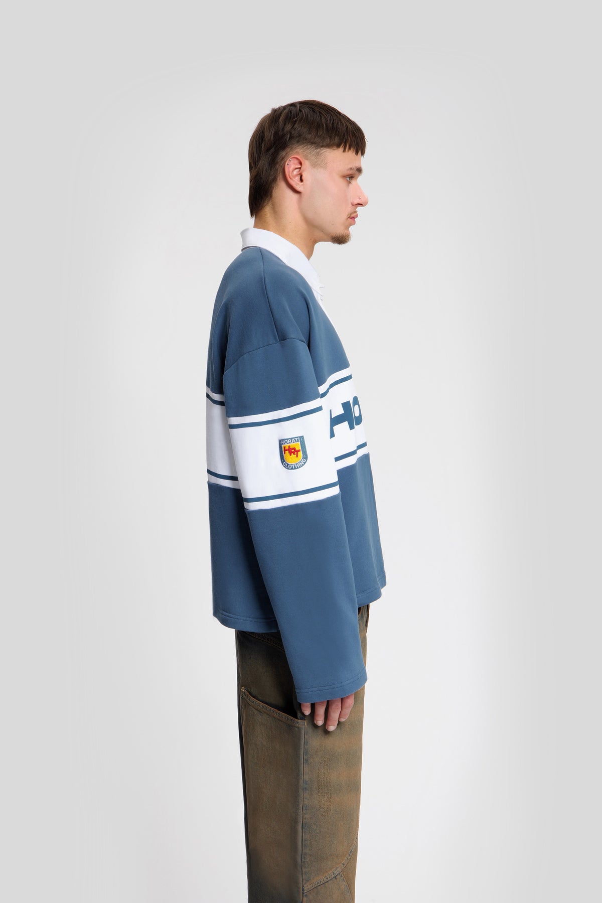 College Longsleeve Polo — Blue - HORATI