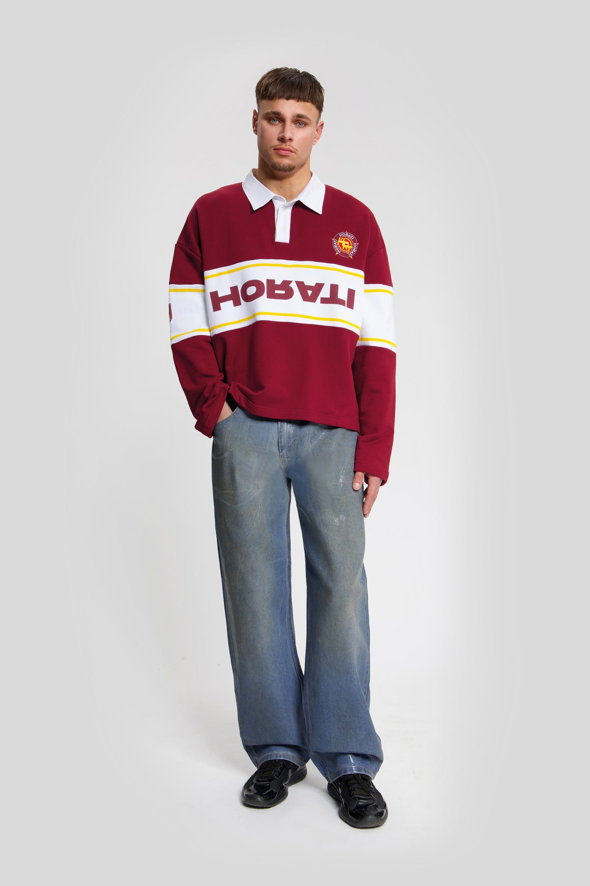 College Longsleeve Polo — Burgundy - HORATI