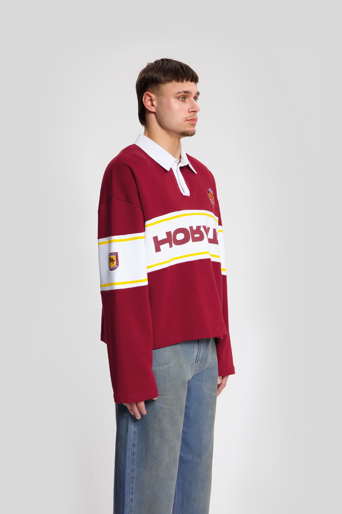 College Longsleeve Polo — Burgundy - HORATI