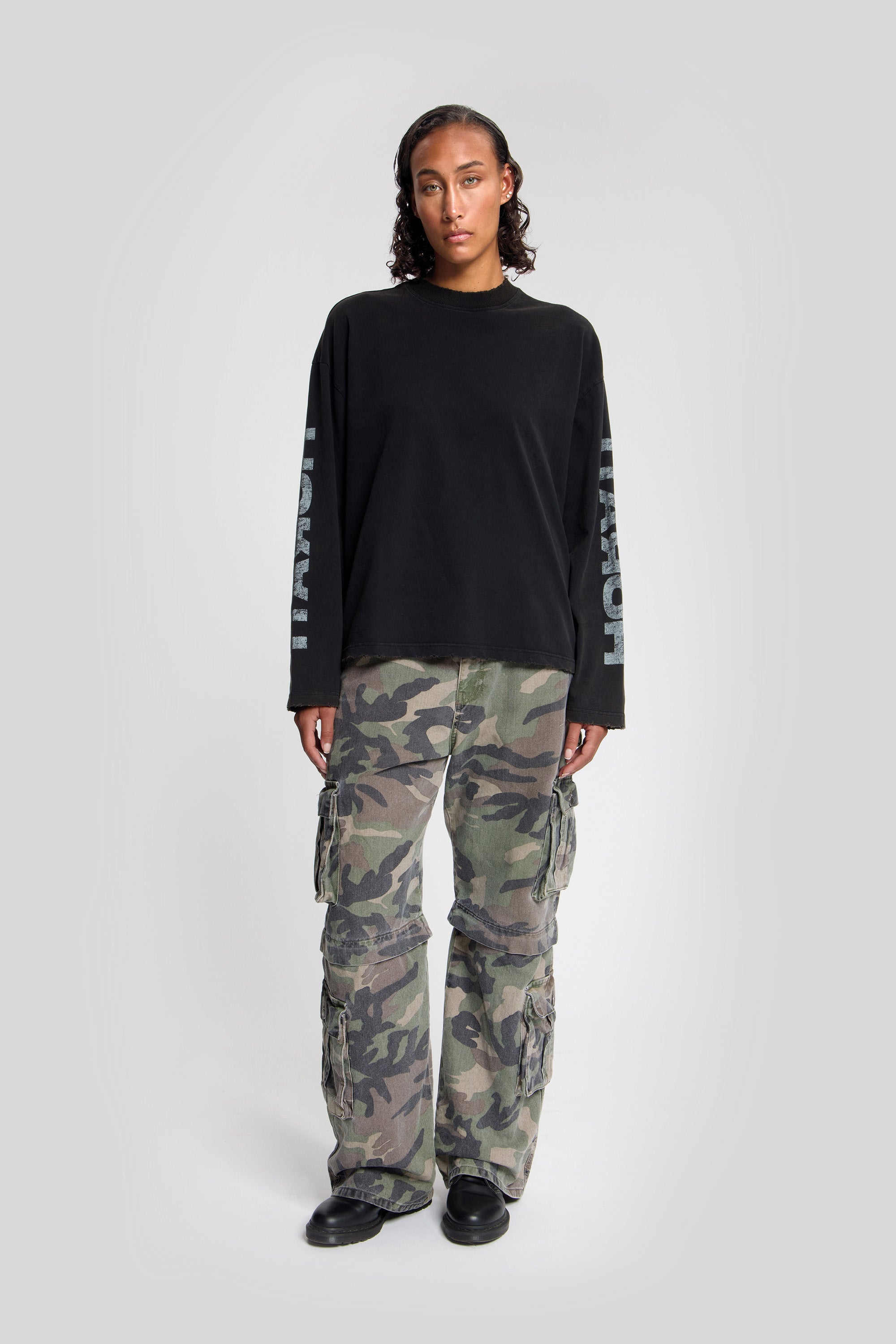 Zwarte Distressed Longsleeve Boxy Fit Horati – HORATI