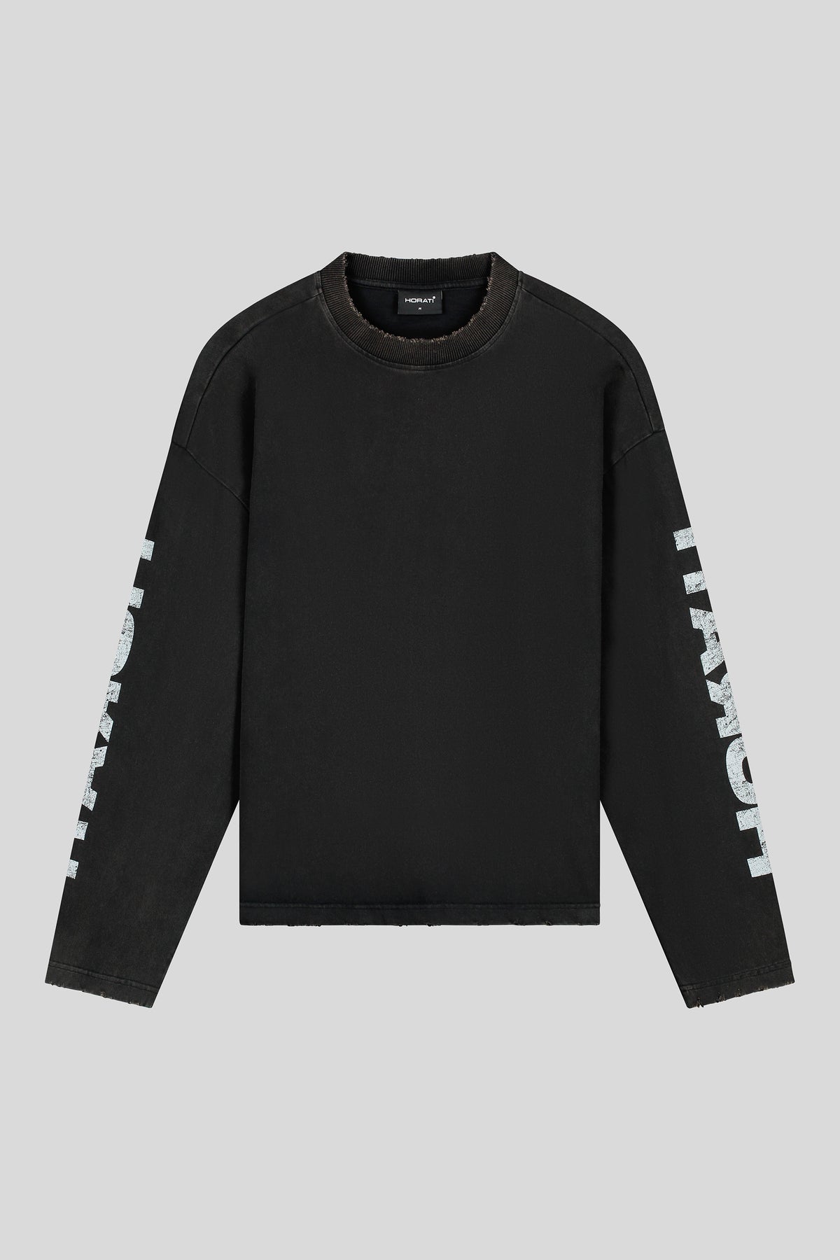 Horati Distressed Longsleeve Zwart – Boxy Fit Heavy Cotton Unisex - HORATI