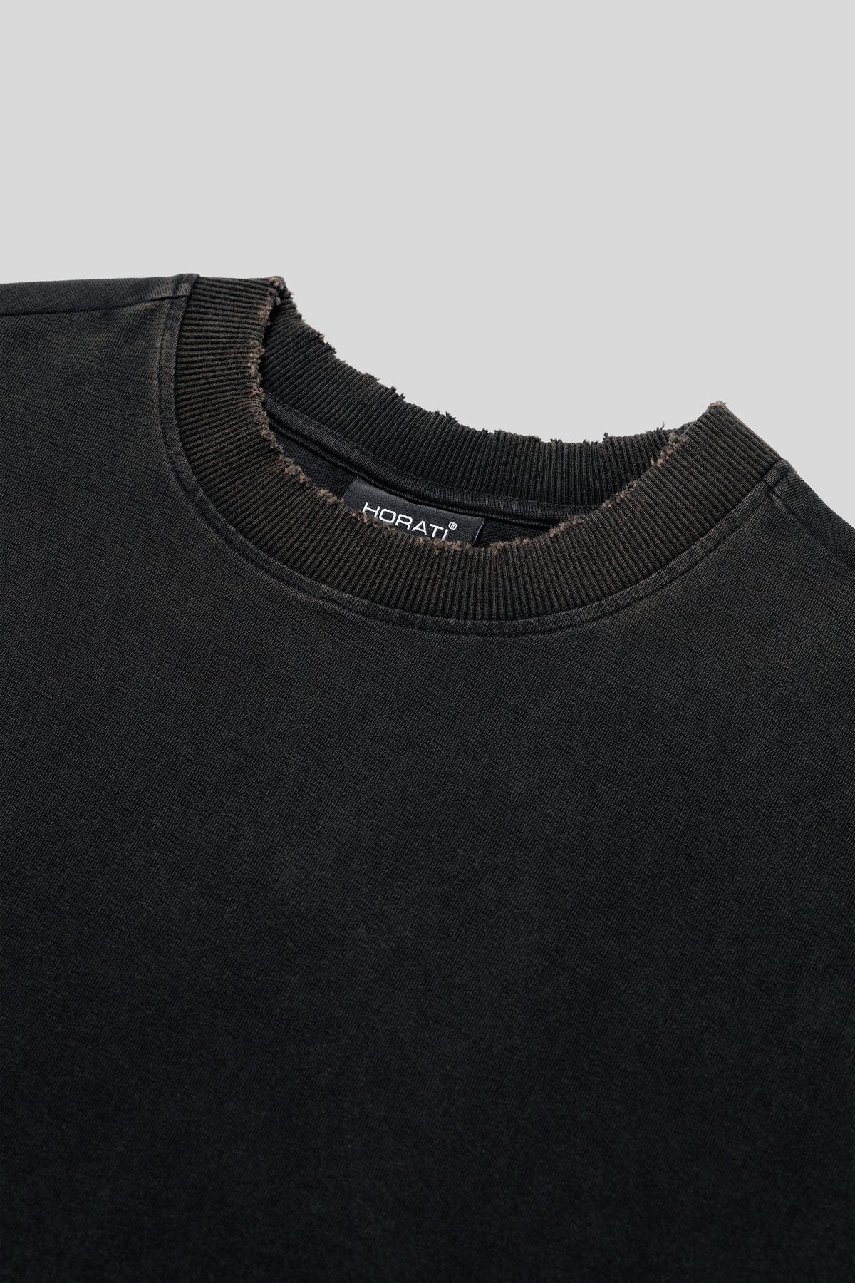 Horati Distressed Longsleeve Zwart – Boxy Fit Heavy Cotton Unisex - HORATI