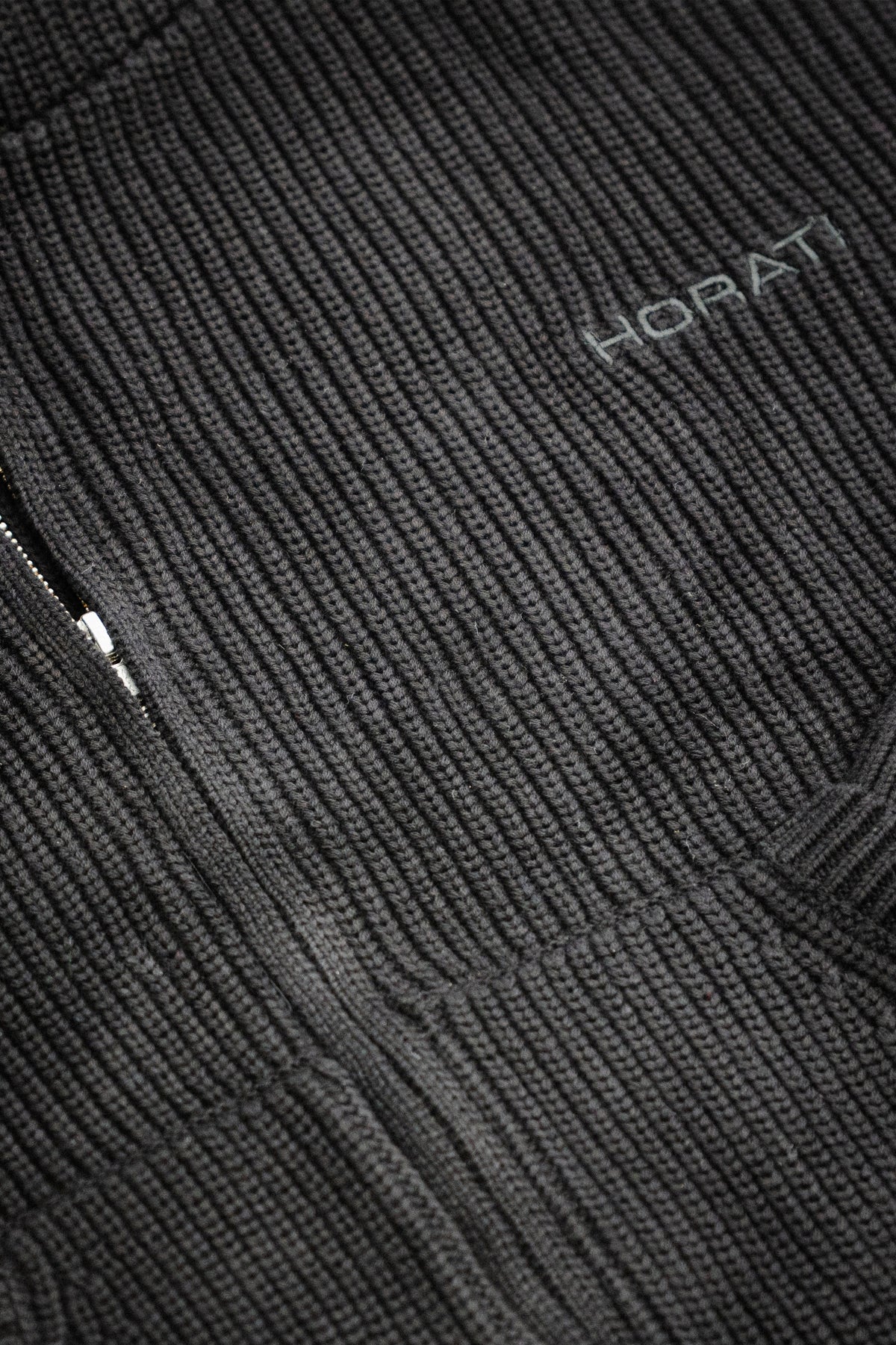 Double-Zip Knit Hoodie — Black - HORATI