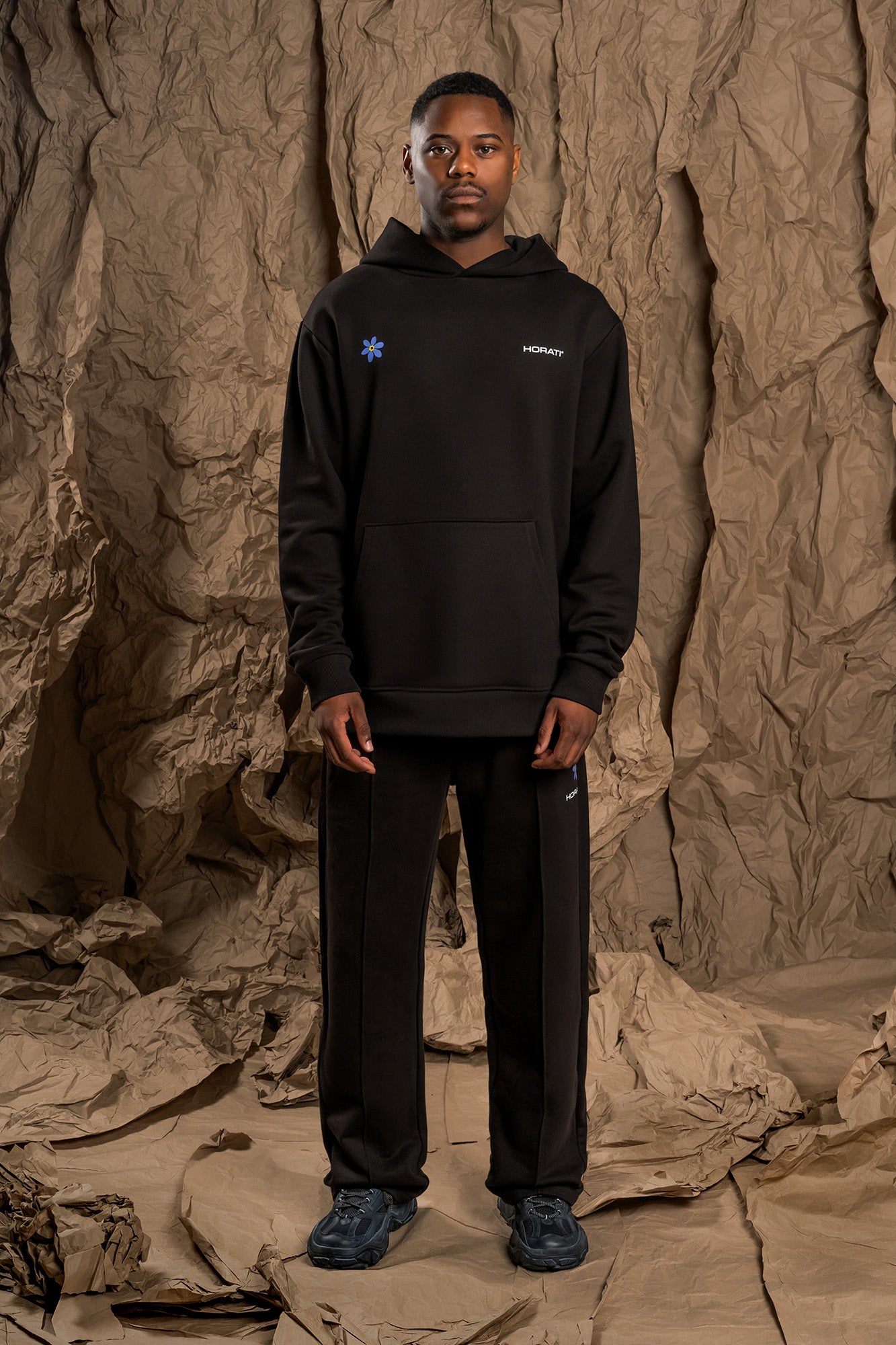 Flower Track Pants — Black