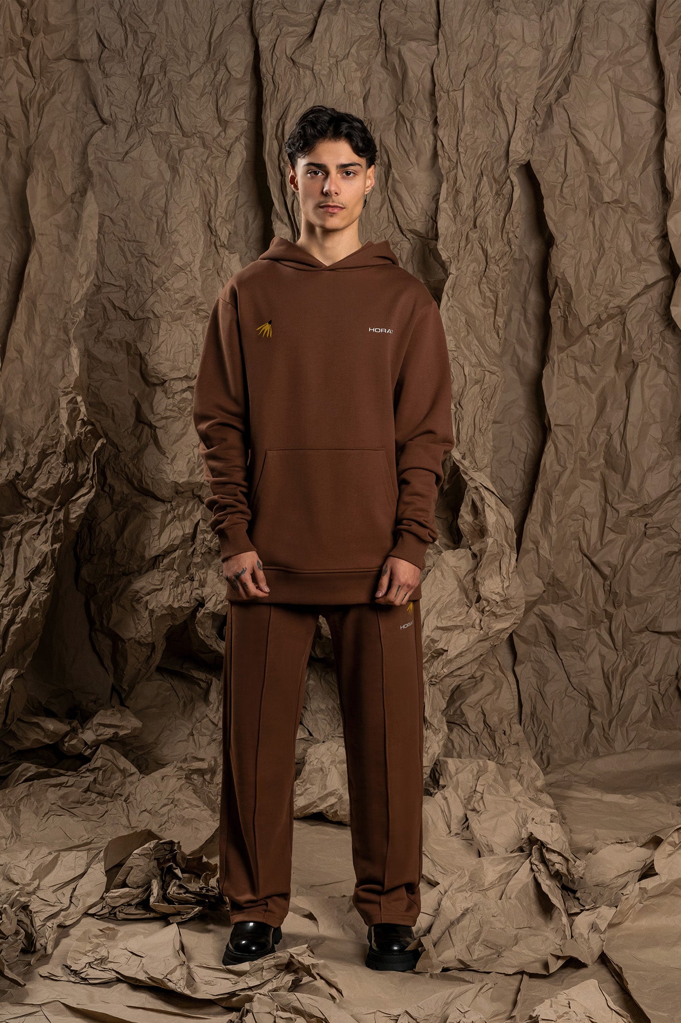 Flower Track Pants — Chocolate