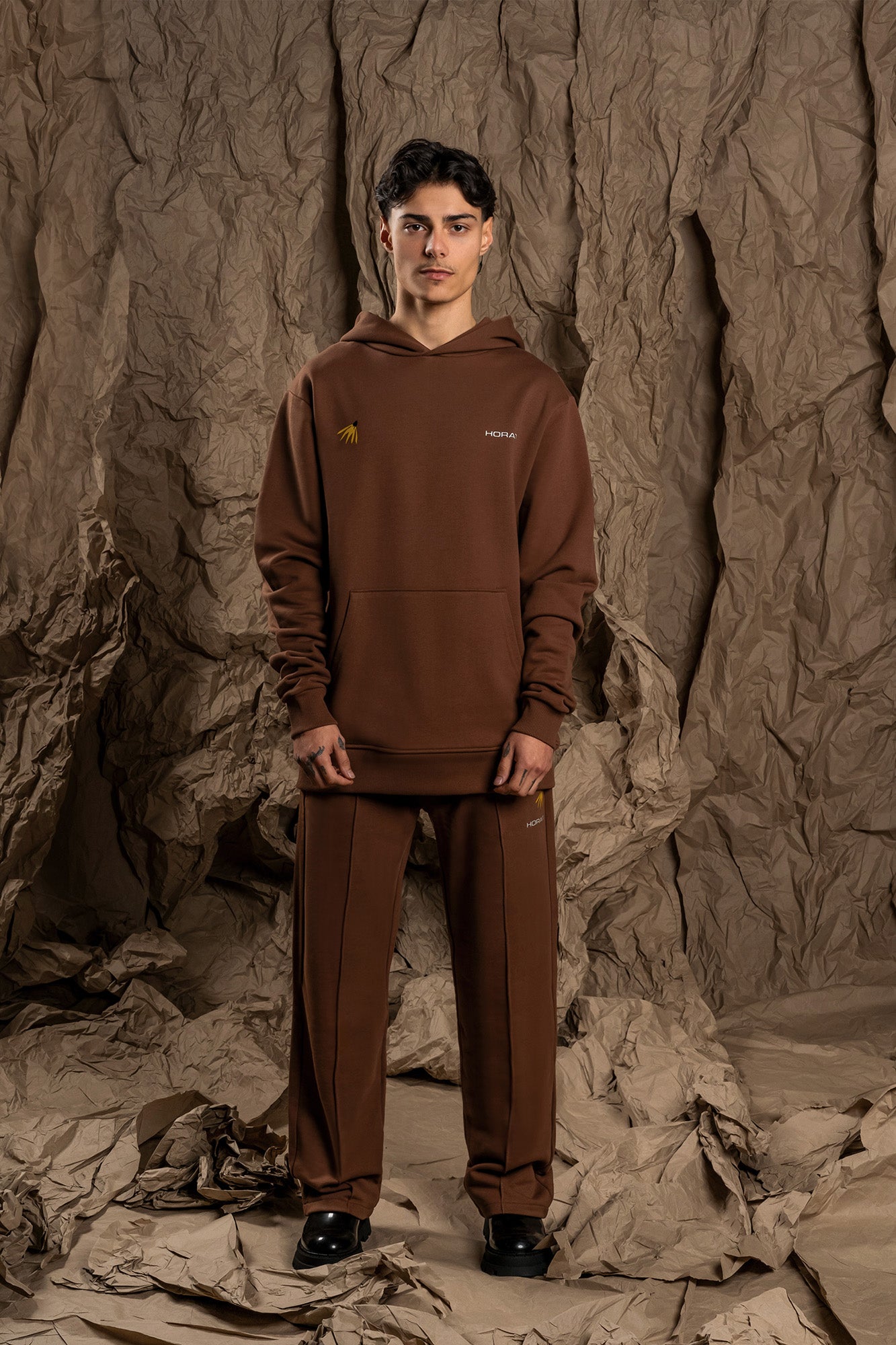 Flower Track Pants — Chocolate - HORATI