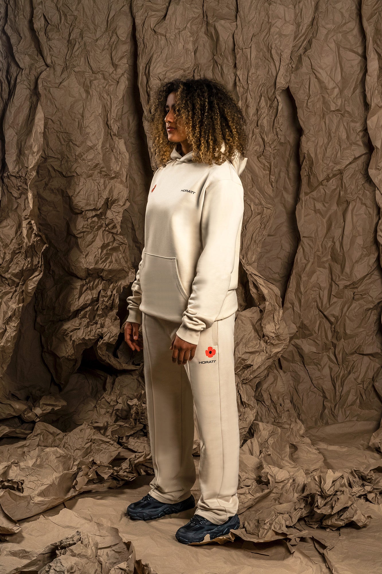 Flower Track Pants — Cream