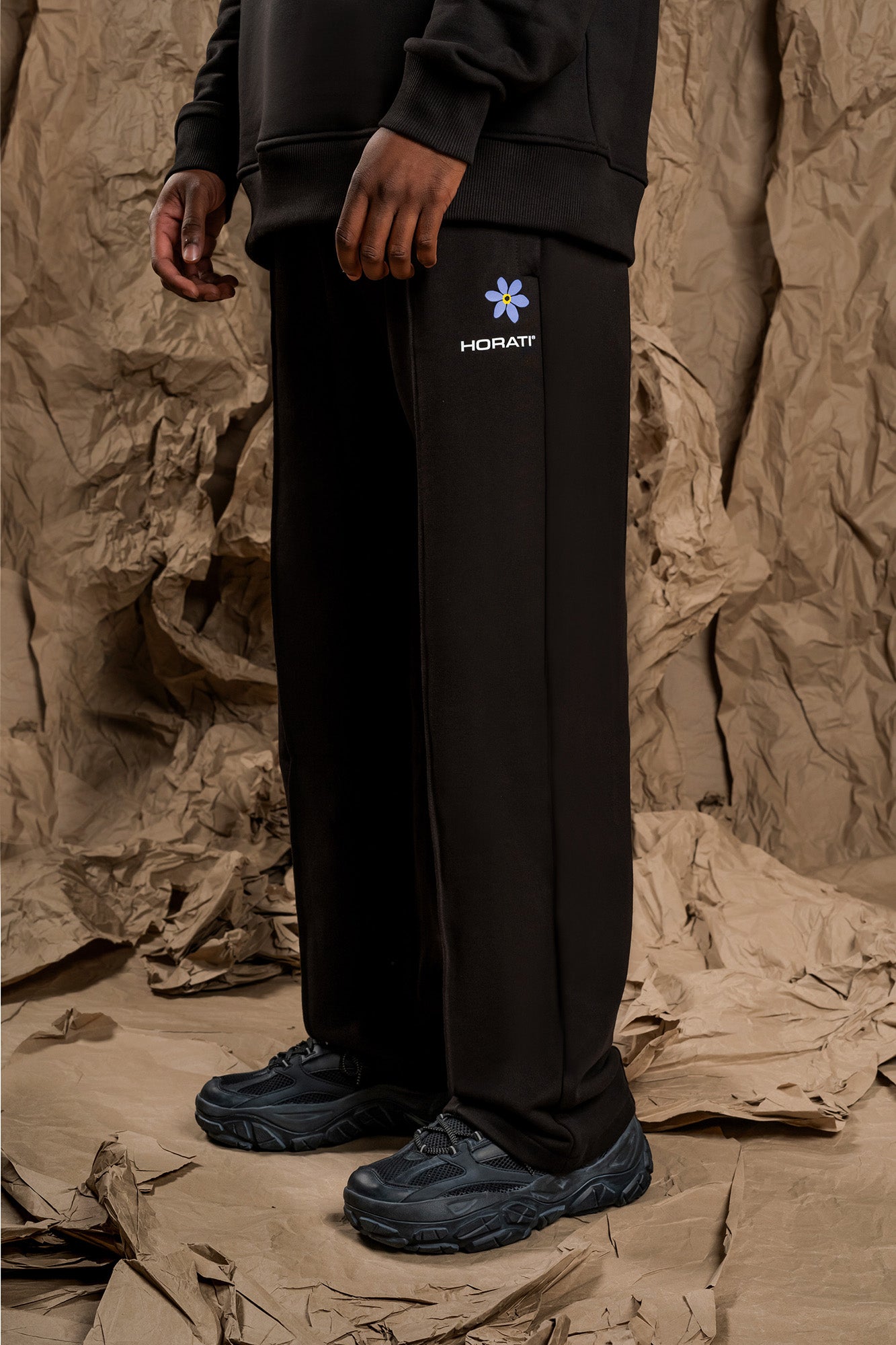 Flower Track Pants — Black