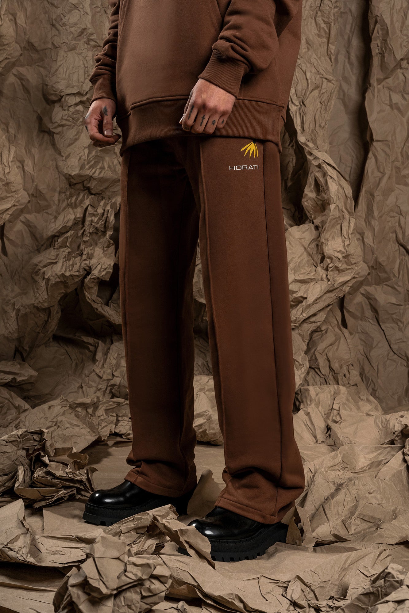 Flower Track Pants — Chocolate - HORATI