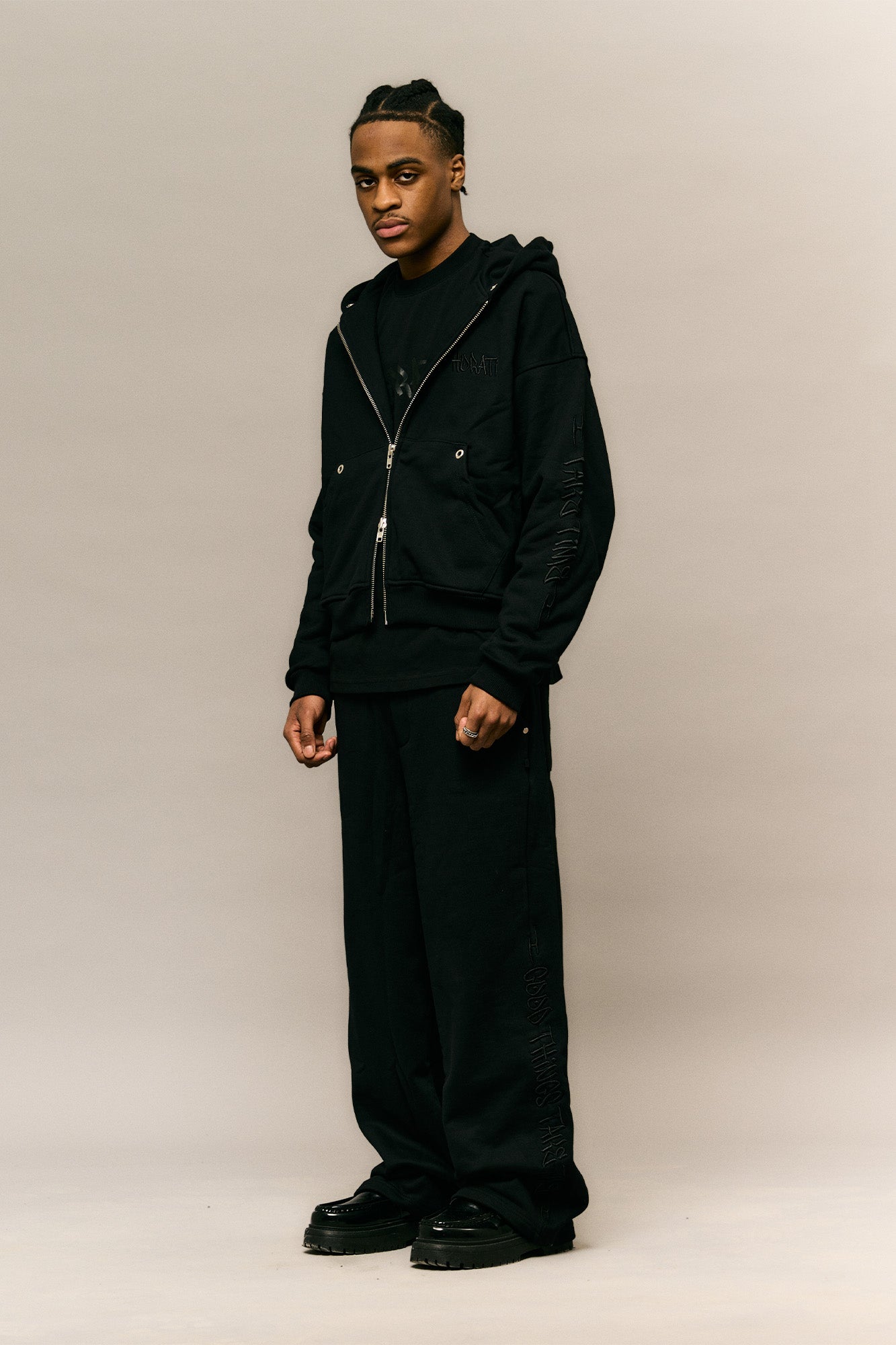 HORATI Streetwear | Good Things Zip Hoodie — Black | €120