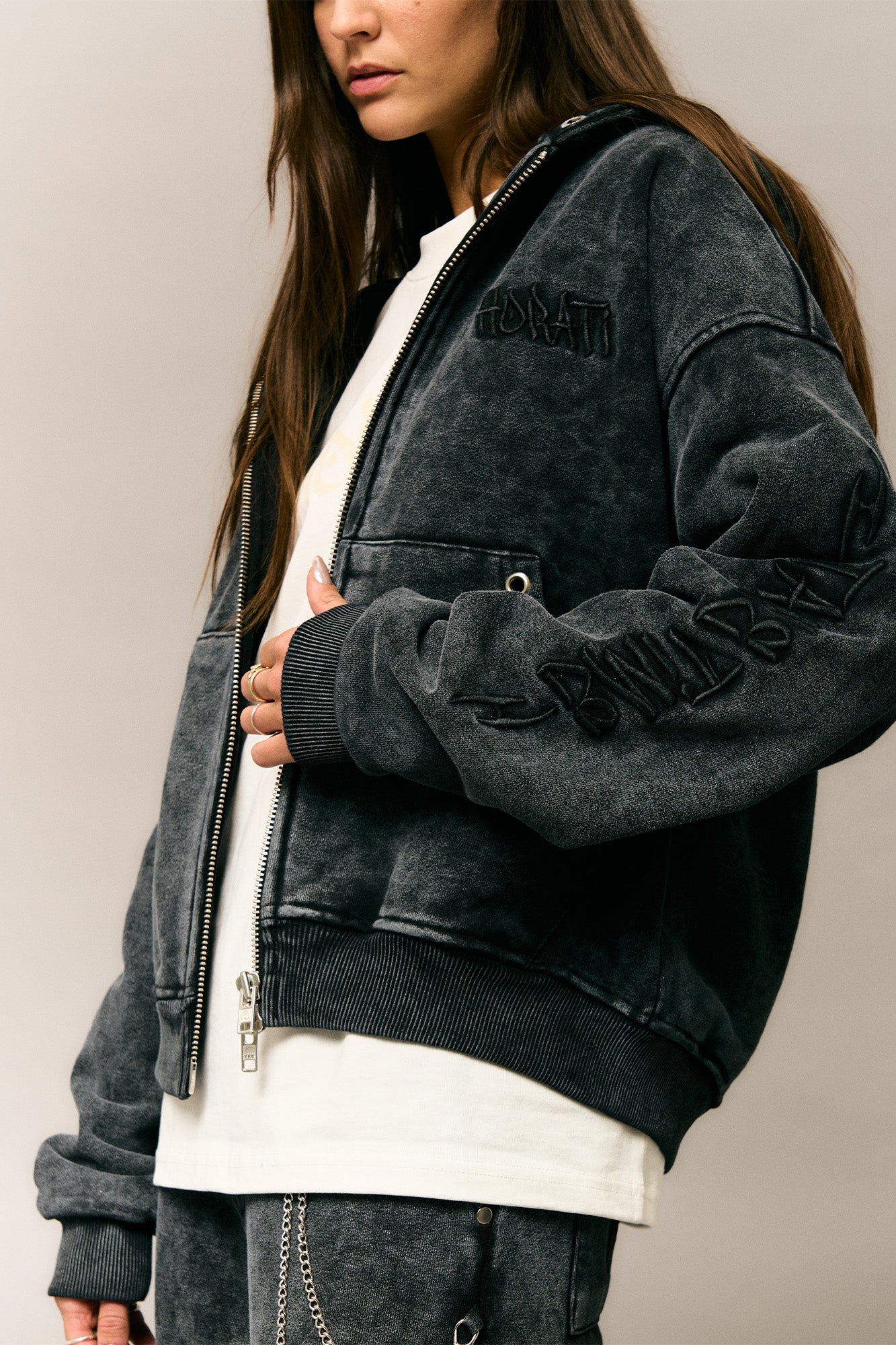 Good Things Zip Hoodie — Washed Grey - HORATI