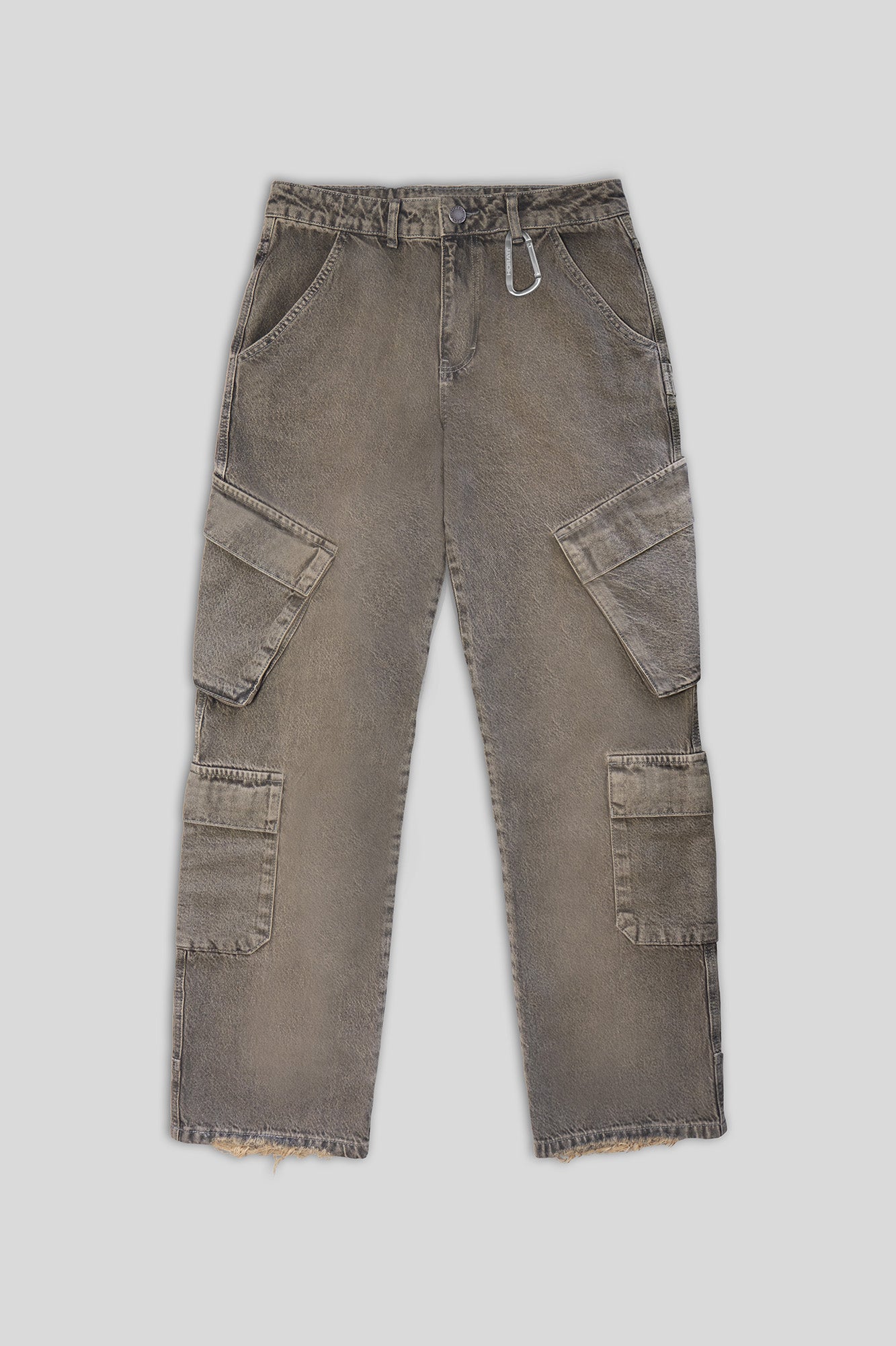 Washed Cargo Jeans — Mud Grey