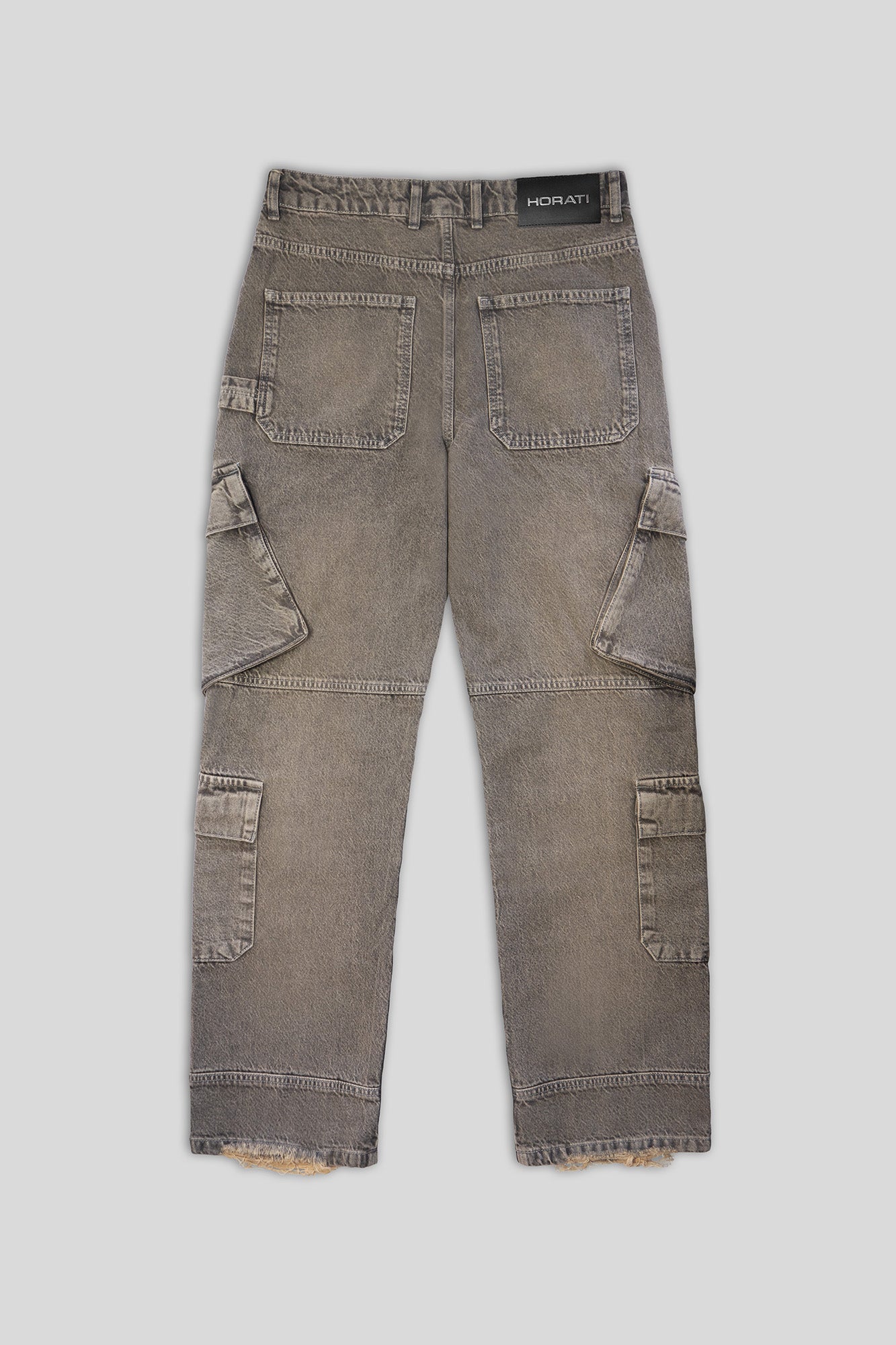 Washed Cargo Jeans — Mud Grey - HORATI
