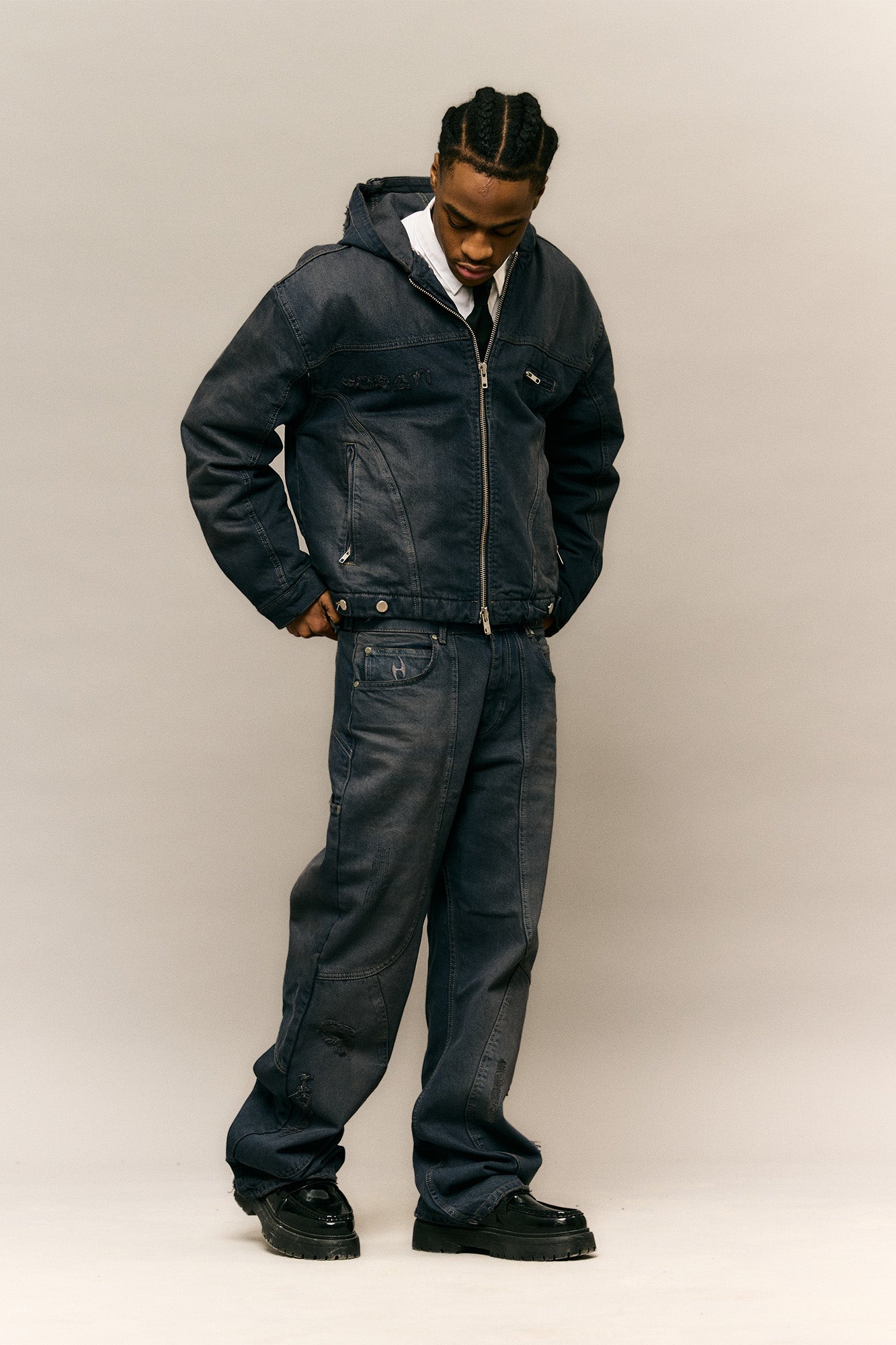 Washed Denim Set — Dark Blue - HORATI