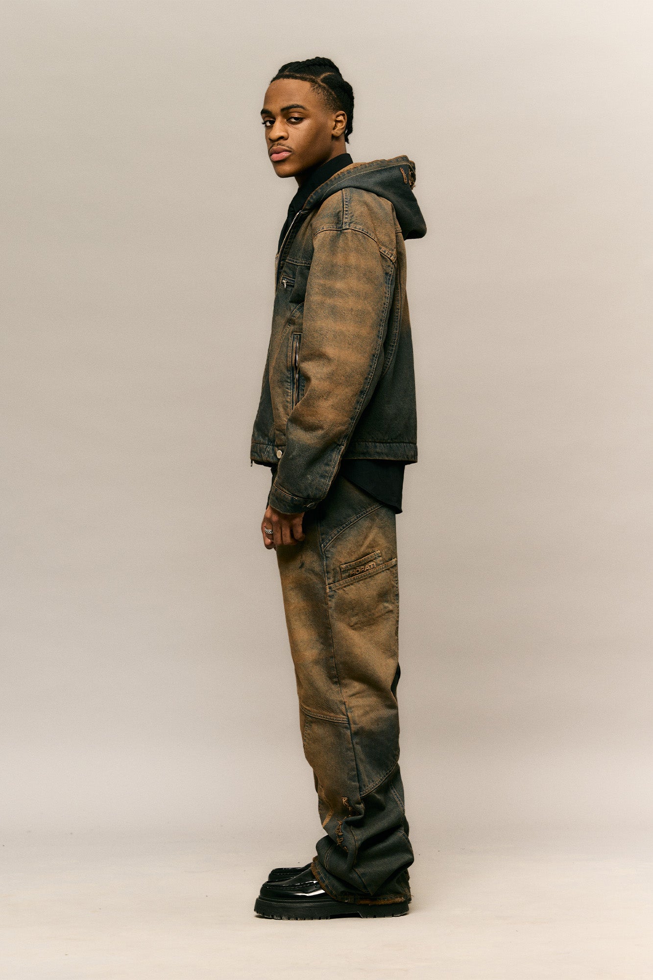 Washed Denim Set — Rust Brown - HORATI