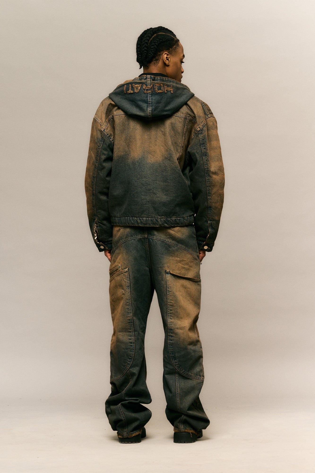Washed Denim Set — Rust Brown - HORATI