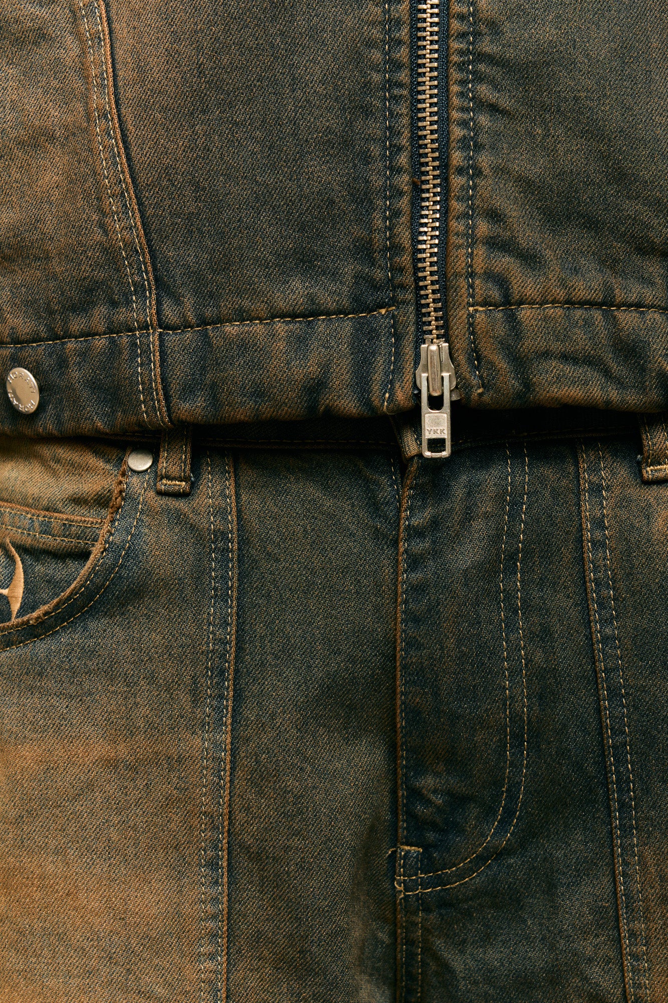 Washed Denim Set — Rust Brown - HORATI