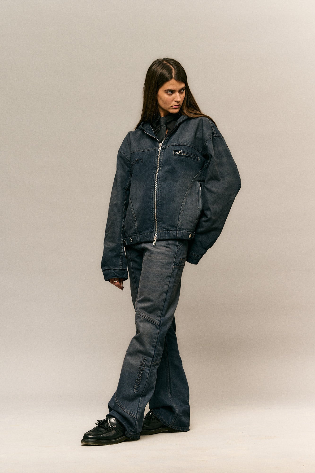 Washed Denim Jeans — Dark Blue - HORATI