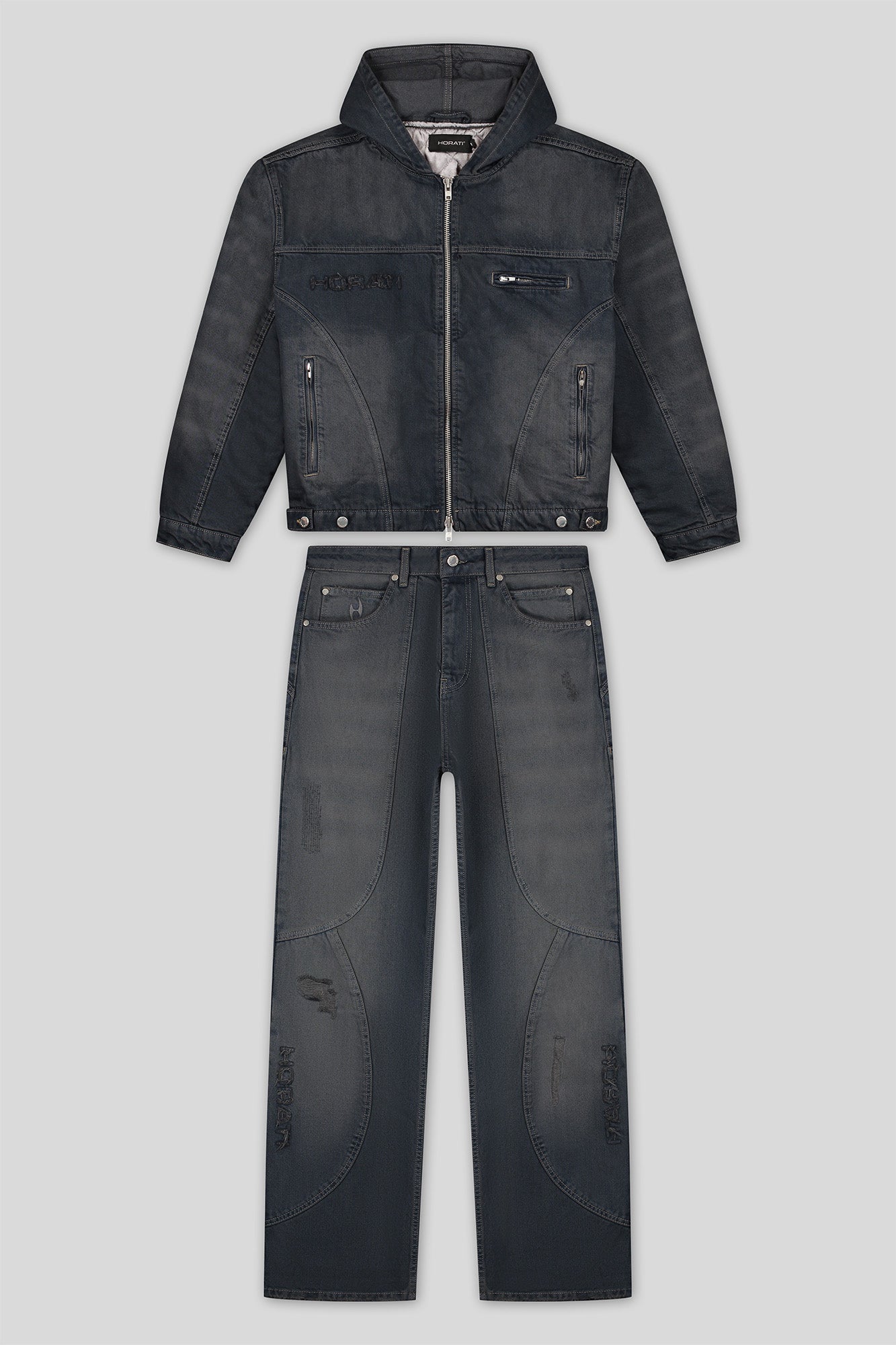 Washed Denim Set — Dark Blue - HORATI