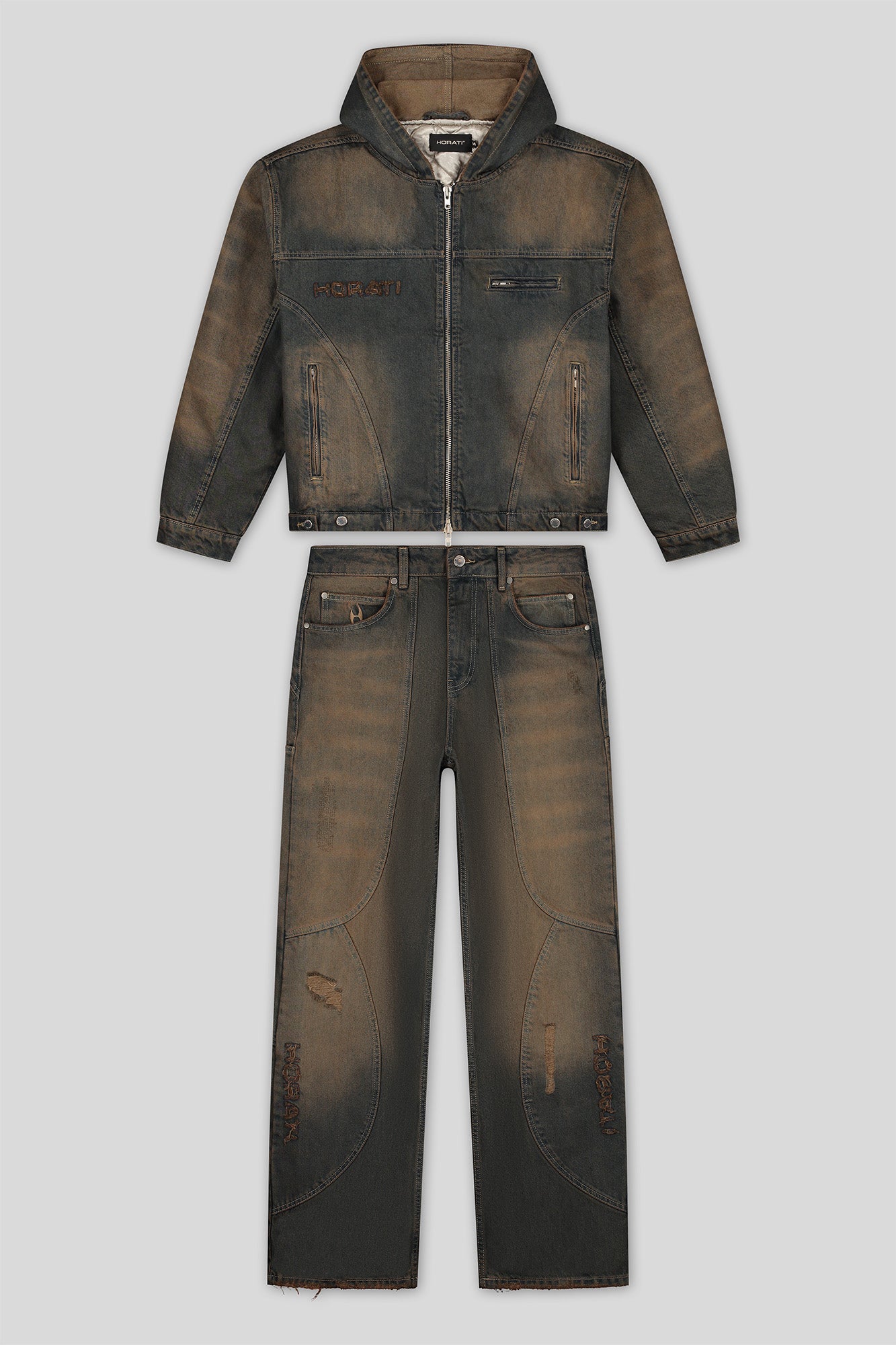 Washed Denim Set — Rust Brown - HORATI