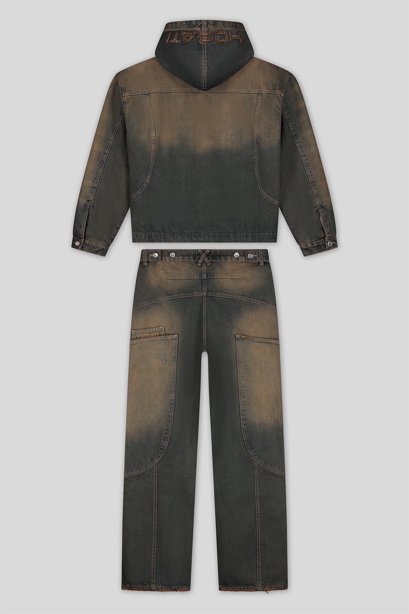 Washed Denim Set — Rust Brown - HORATI
