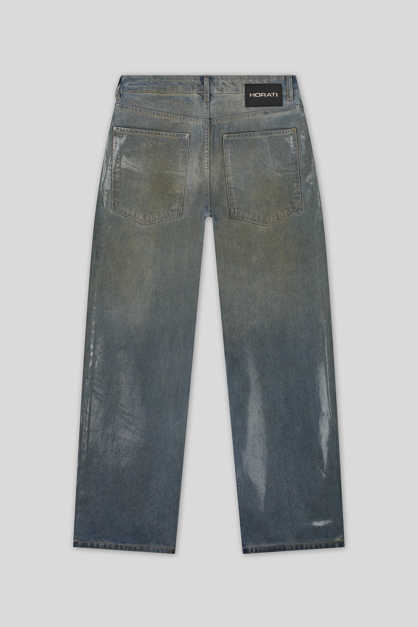 HORATI Streetwear | Wax Coated Jeans — Stained Blue | €160
