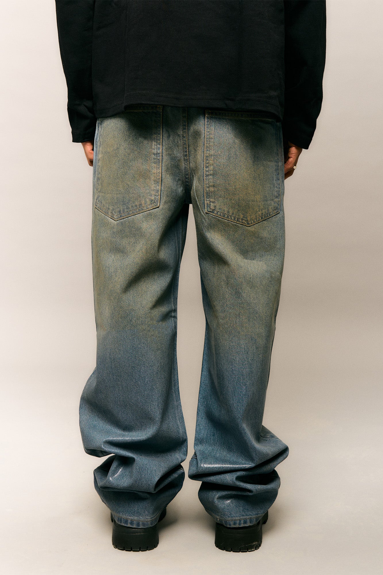 HORATI Streetwear | Wax Coated Jeans — Stained Blue | €160